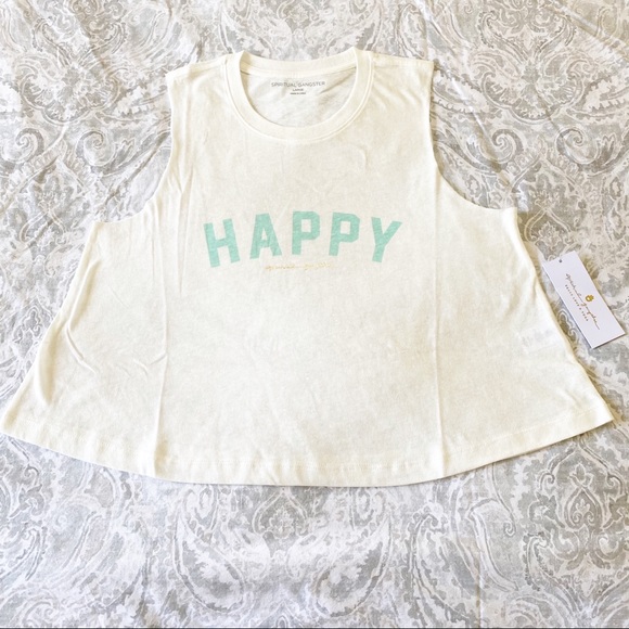 SPIRITUAL GANGSTER Happy Crop Tank Top Large NWT - Picture 2 of 9